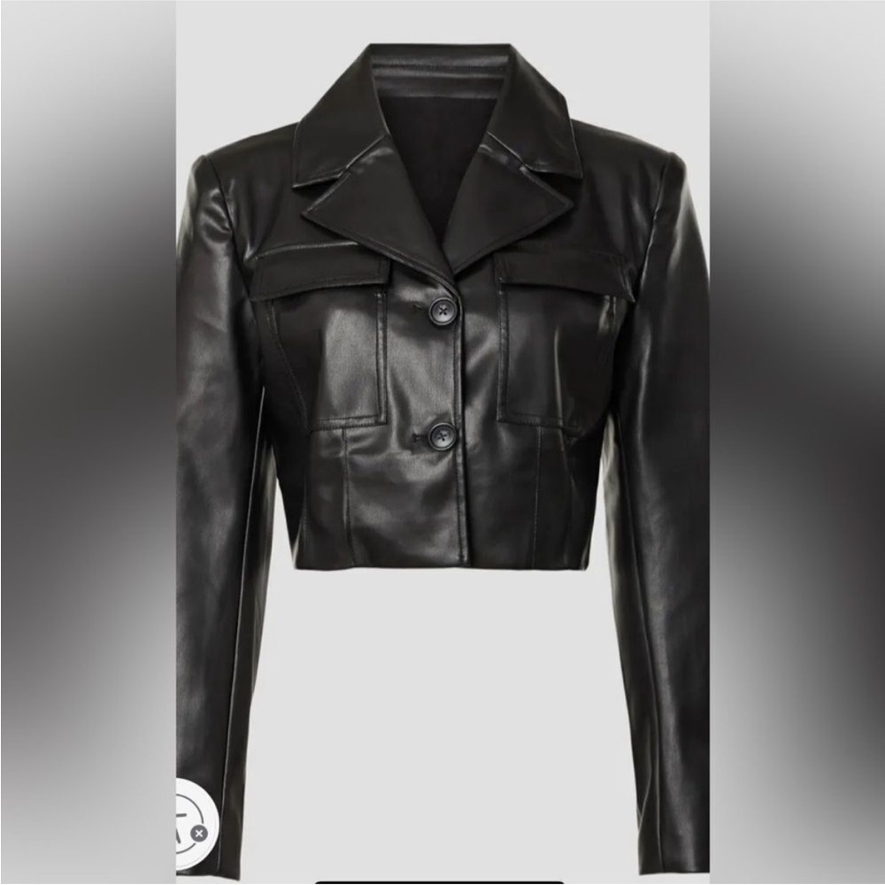 Saunders Black Faux Leather Jacket, Size: 4